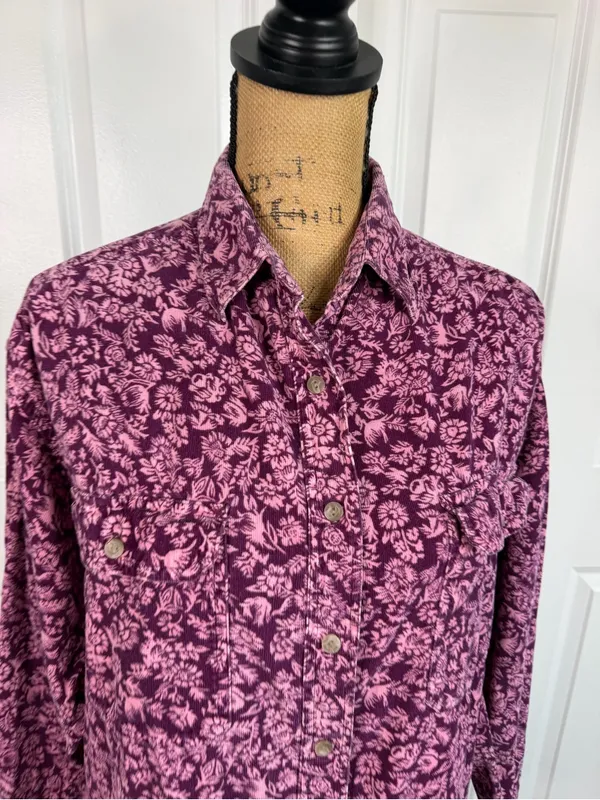 In Good Company Sz L Floral Corduroy Button Down Shirt Cotton NWOT 100% cotton - Image 3
