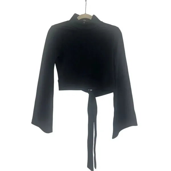 ✨Lulus Baby Got Backless Black Mock Neck Tie-Back Sz Medium Sweater✨ - Image 6