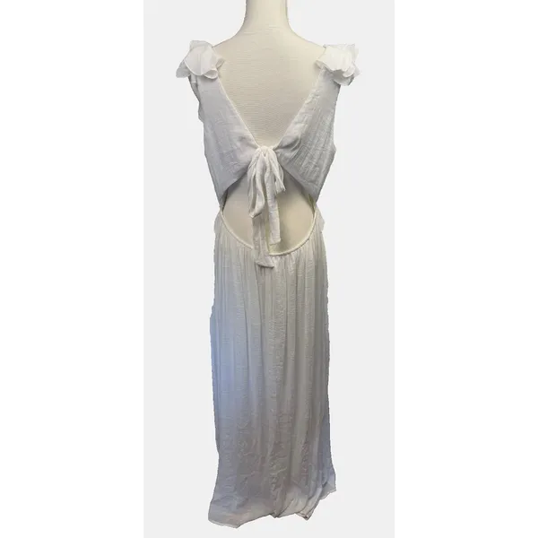 Audrey Parks Francesca's White Ruffle Maxi‎ Large Dress Beach Bridal Feminine - Image 2