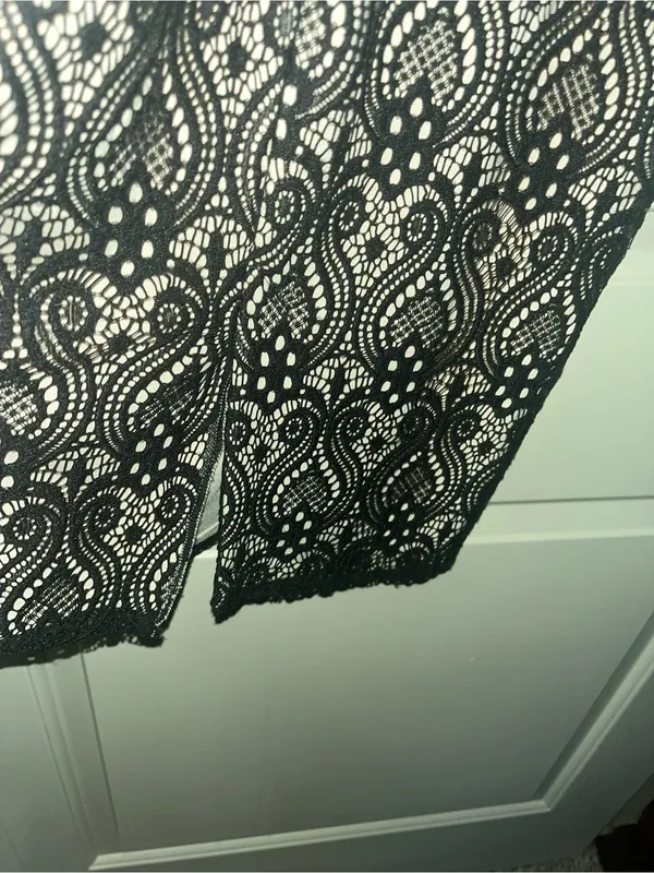 Black Lace Midi Dress with Nude Lining - Image 4