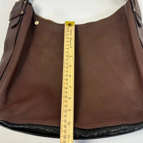 Kate Spade New‎ York Leather Hobo Shoulder Bag Purse Brown Gold Tone Hardware - Image 11