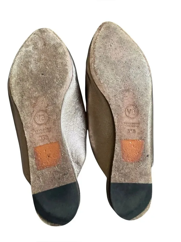 Veronica Beard Gold Metallic Leather Mules 38.5 - Image 6