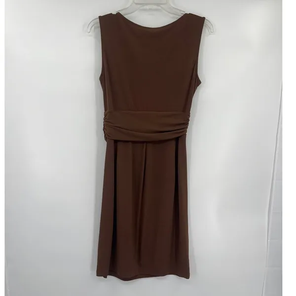 Boston Proper Cowl Neck Dress Sz 8 Brown Quiet Luxury Y2K Stretchy Tie Front - Image 8
