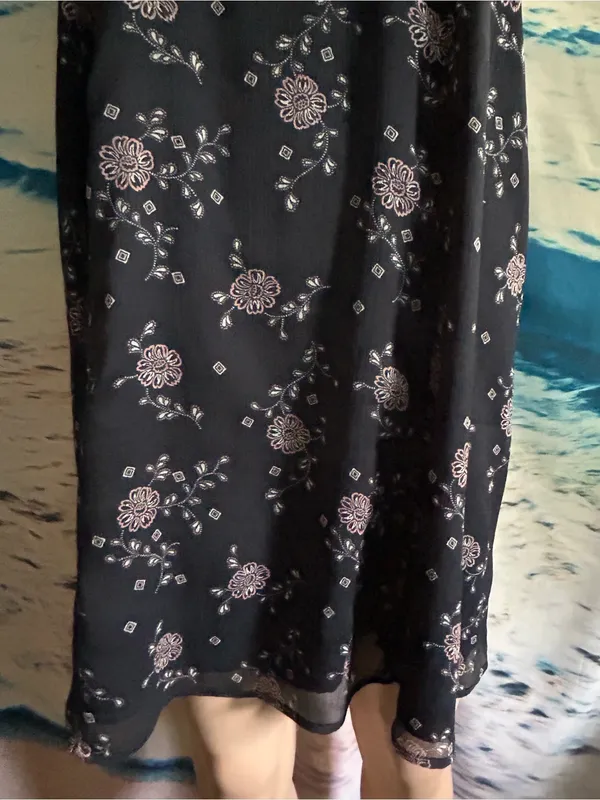 Abercrombie & Fitch Black Floral A-Line Dress SM - Image 9