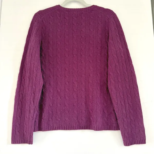 Lord & Taylor Cashmere Sweater Womens Large Purple Cable Knit Crew Neck Pullover - Image 2