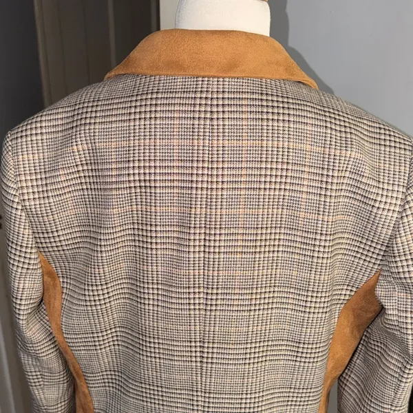 Maeve By Anthropologie Plaid Blazer with Brown Details - Image 6