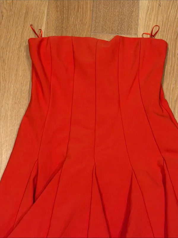 Zara Red Strapless Fit-and-Flare Dress large - Image 2
