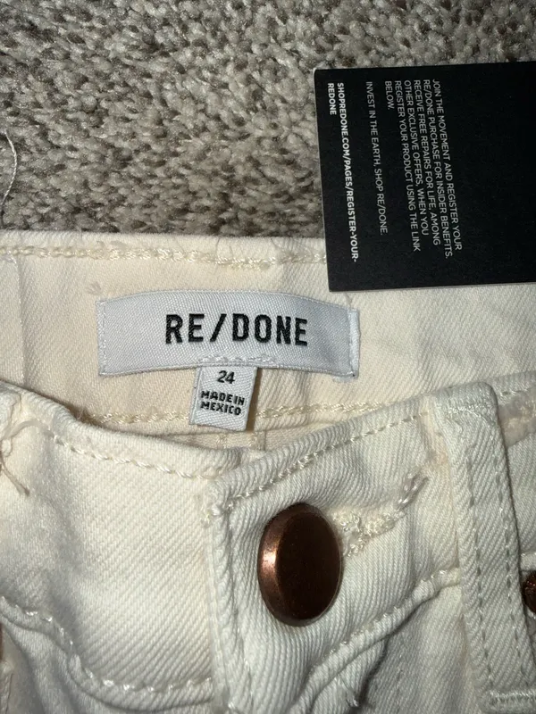 RE/DONE 70s Stove Pipe High Rise White Jeans Size 24 - Image 4