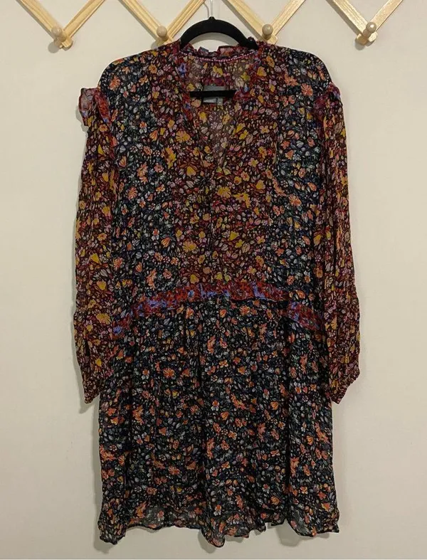 Anthropologie Sheer Floral Flowy Dress size Medium - Image 3