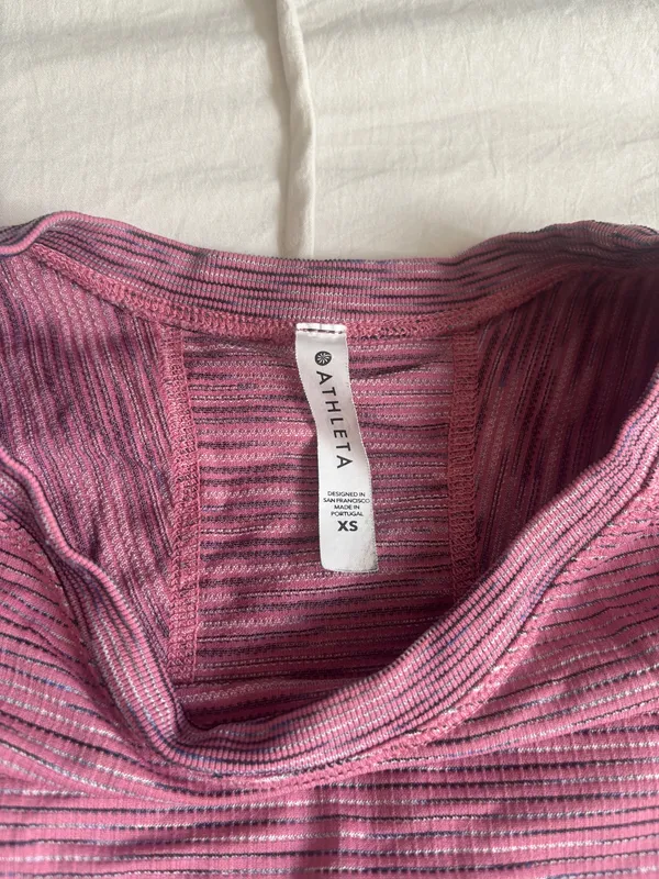 Pink Striped Athleta Athletic Short Sleeve - Image 3