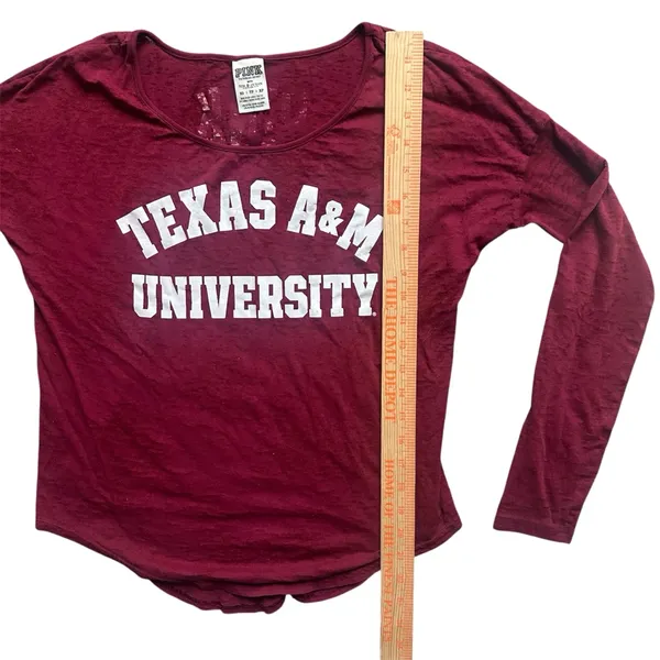 Victoria’s Secret PINK Texas A&M Long Sleeve Burnout Tee XS Aggies - Image 3