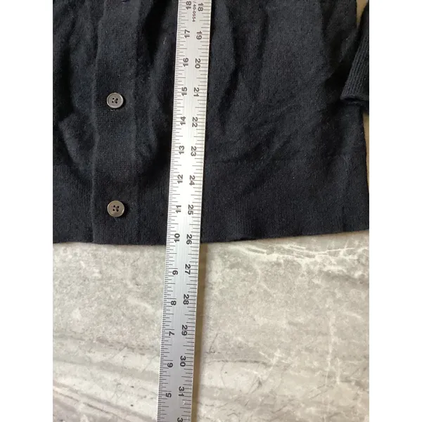 Quince Mongolian Cashmere Button Down Sweater Black Mock Neck Cardigan Large - Image 3