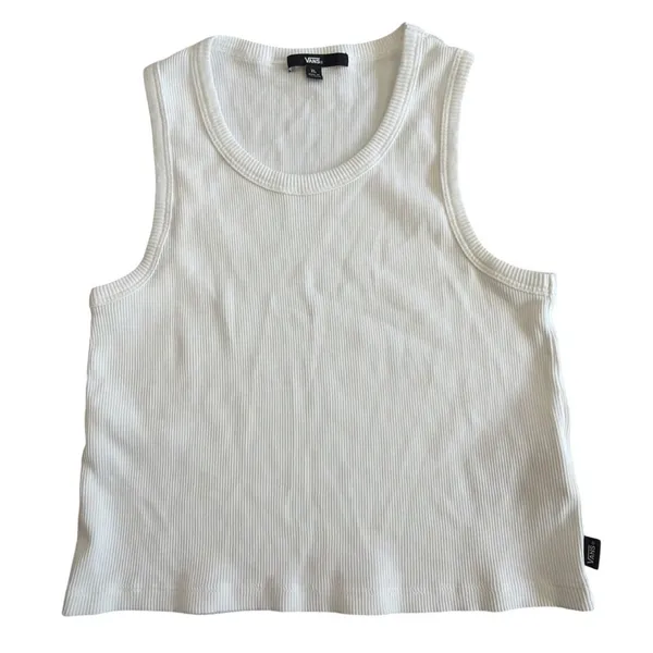 Vans Drew Ribbed Crop Tank Top Womens XL White Sleeveless Casual NEW - Image 3