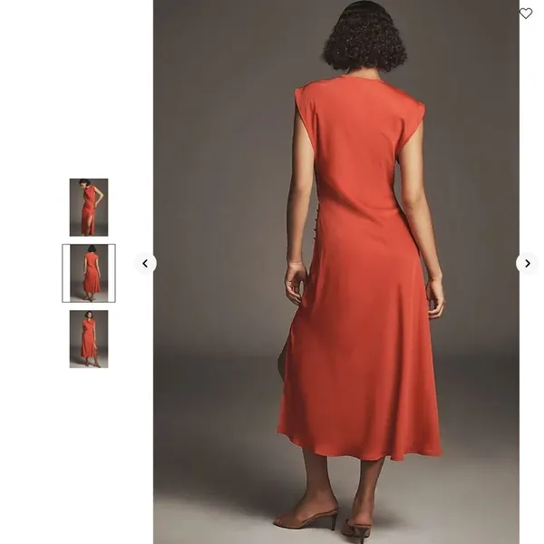Anthropologie Maeve Short-Sleeve Cowl-Neck Slip Midi Dress - Image 3