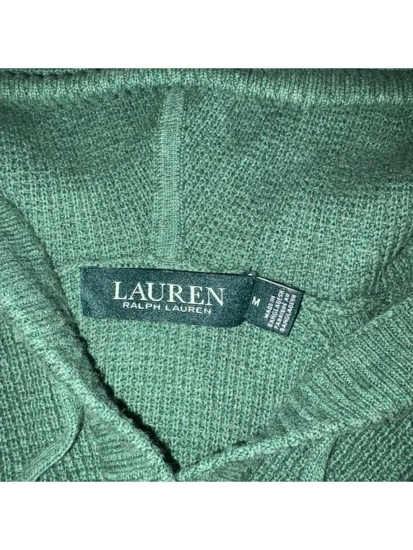 Lauren Ralph Lauren Green Knit Hooded Sweater Woman’s Size Medium Outdoor RL - Image 3