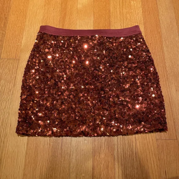 Vintage Forever 21 Orange Sequined Mini Skirt Size Small - Image 2