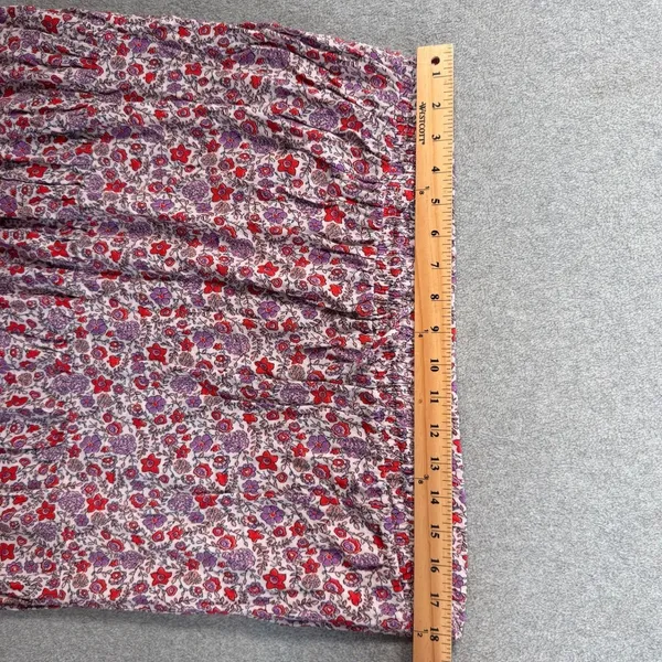 Knox Rose Women's XL Floral Maxi Skirt Elastic Waist Boho Purple Red - Image 6