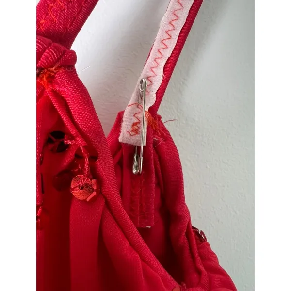 The Competitor Red Sequin Dance Costume Mini Dress Bodysuit MA Made in USA - Image 5