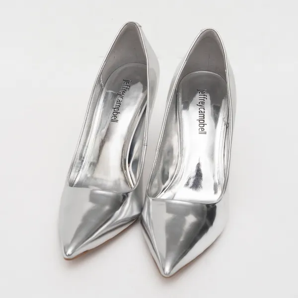 JEFFREY CAMPBELL‎ Trixy Pointed Toe Pump In Silver Metallic - Image 6