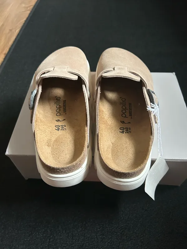 BIRKENSTOCK Boston leather platform clogs mules slip on shoes eur 40 new - Image 3