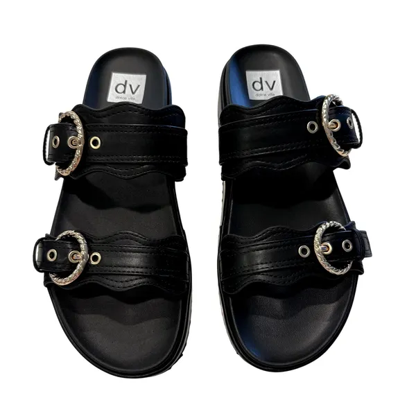 DV Dolce Vita Serpent Double Band Footbed Sandals in Black Smooth, Size 9.5 - Image 3