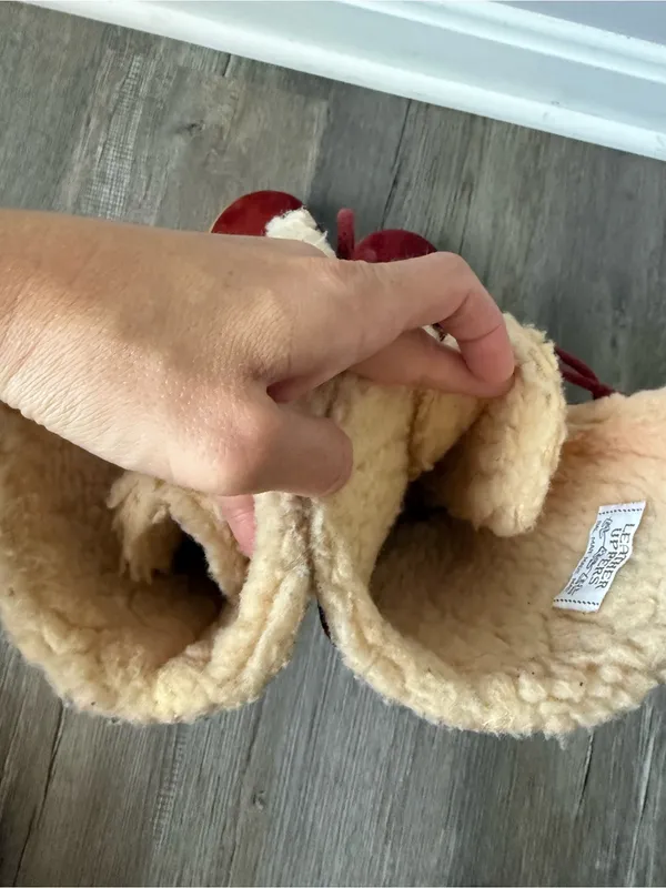 American Vintage Vintage 70s Leather Sherpa Wedge Chunky Eskimo Boots Red Teddy Winter Boots 8 - Image 8