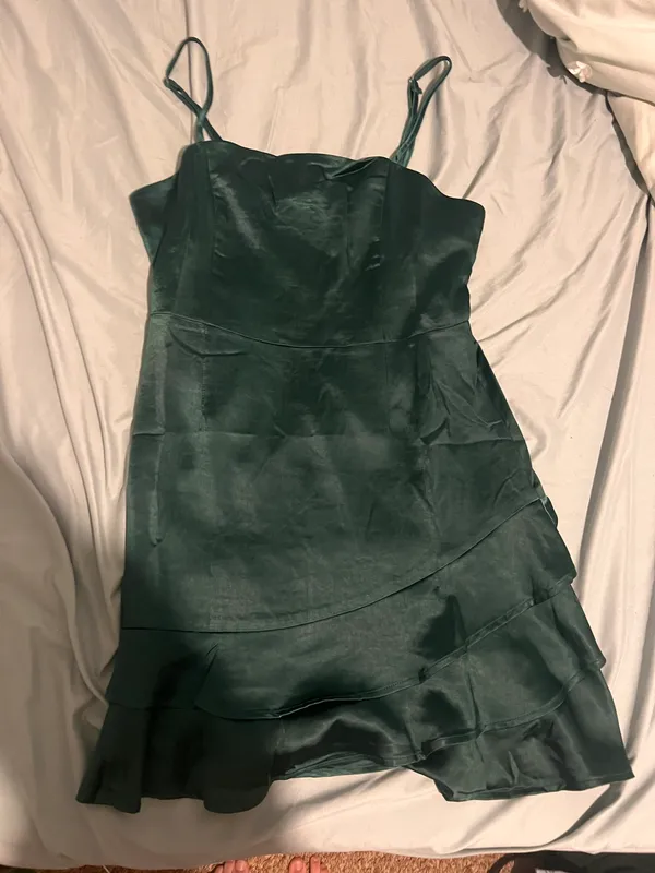 Lulus Green Satin Mini Dress - Image 2