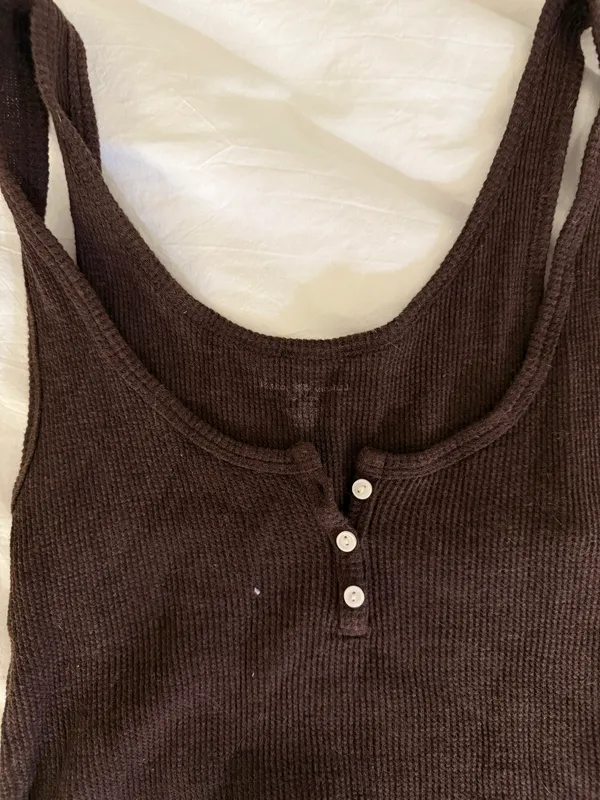 Brandy Melville brown waffle tank top - Image 2