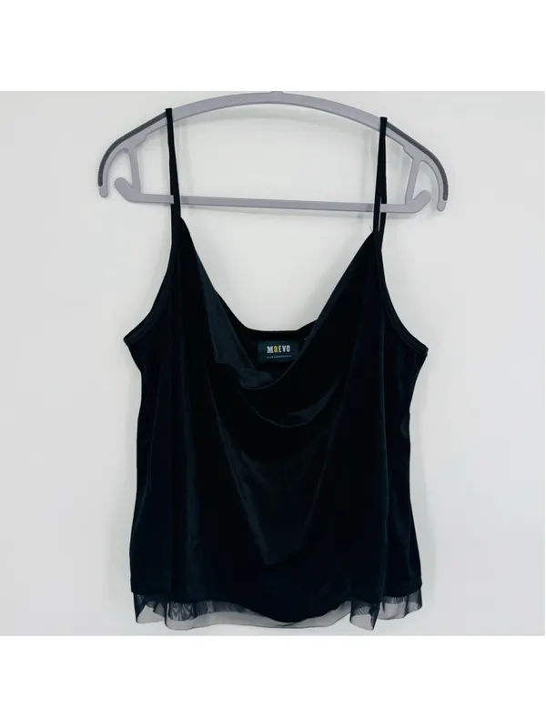 Maeve Halsey Camisole Black Velvet Cowl Neck Tank Top Size XL - Image 2