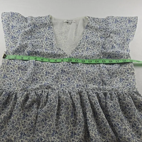 Madewell‎ -639 Georgette Ruffle-Sleeve Peplum Top in Americana Floral Medium - Image 6
