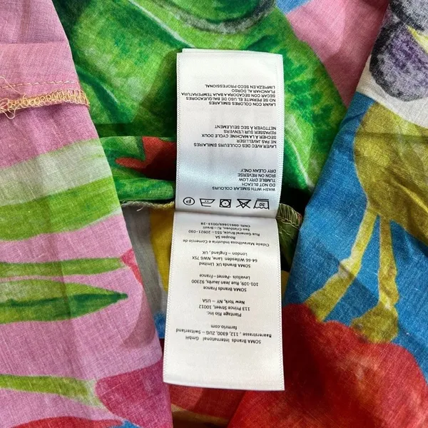 Farm Rio Summer Picnic Midi Dress Small Belted Cotton Sleeveless Tropical - Image 13