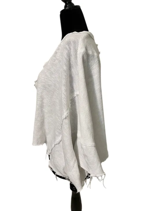 Free People We The Free Distressed Crop Knit Top White M Raw Edge OB2187895 - Image 5