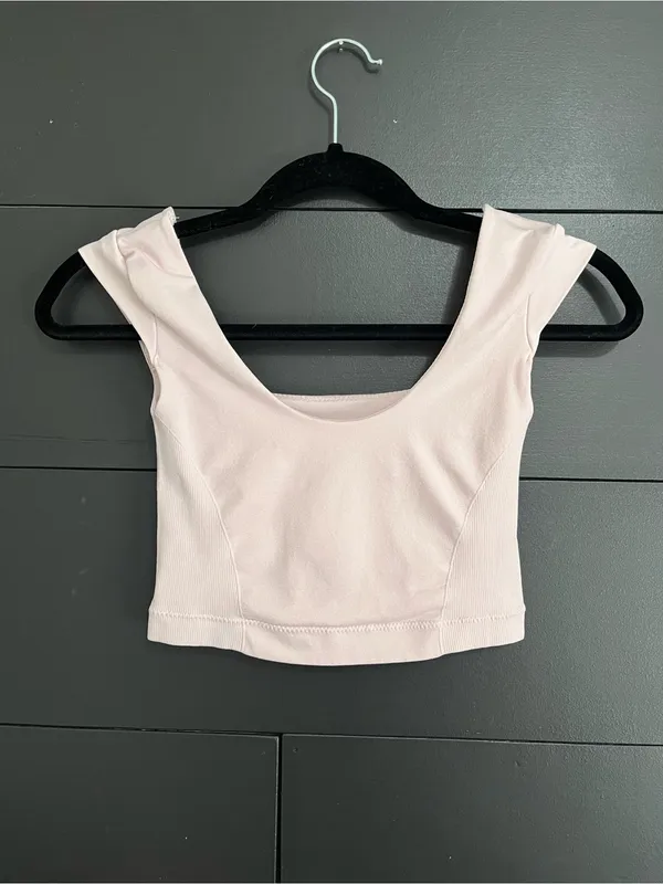 GARAGE Baby Pink Cap Short Sleeve Smoothing Tank Top Shirt Sz XS EUC - Image 2