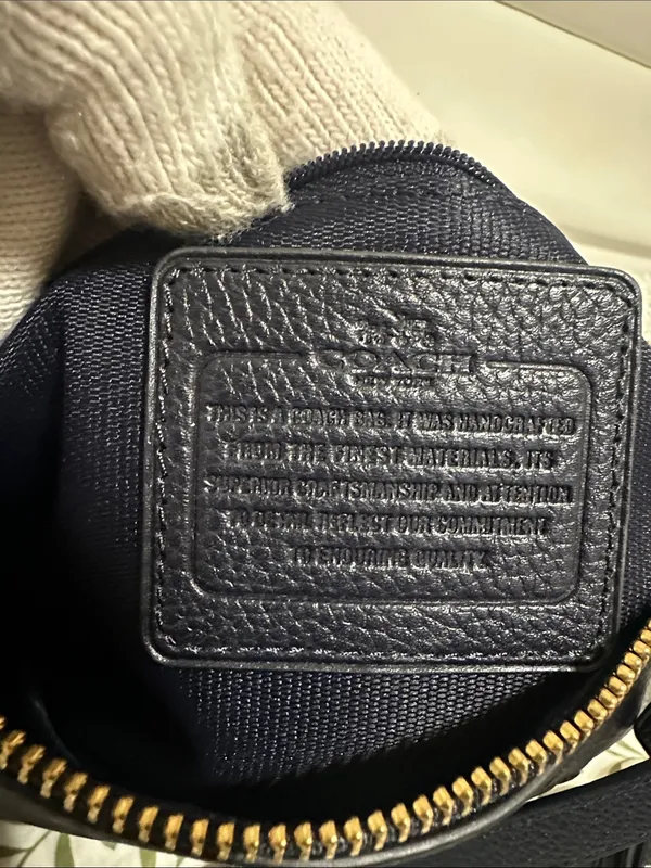 Coach Navy Pebbled Leather Shoulder Bag with Long Strap - Image 14