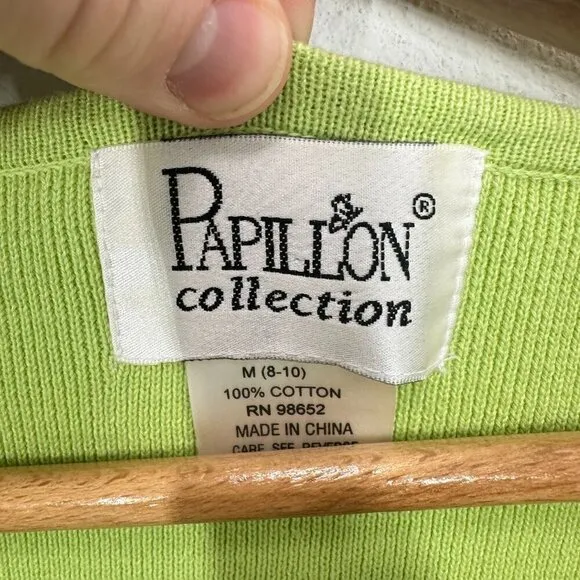 Vintage 90s Pastel Lime Green Sweater Set Striped Trim Clueless Preppy‎ Momcore - Image 9