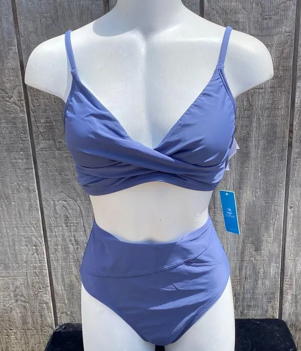 New Cupshe V-neck Twist Bra & Spliced High Waist Bikini Size Medium Beach Vacay - Image 8