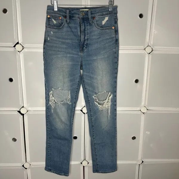 Madewell The Perfect Vintage Jean Distressed in Blue Wash Size 26 - Image 3