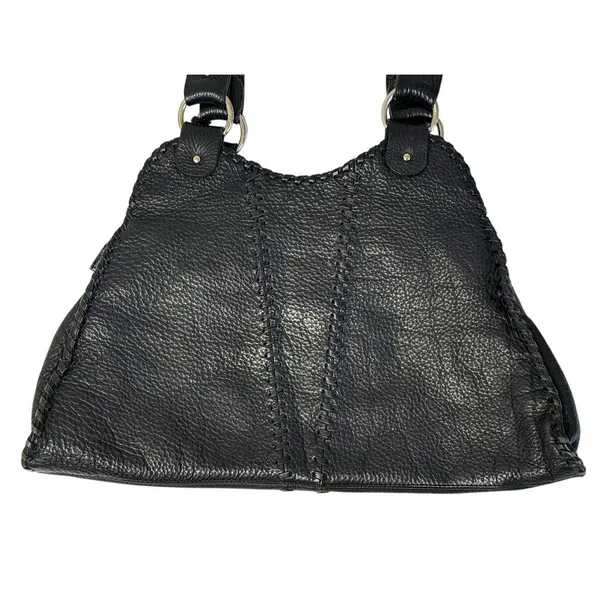 Vintage FENDI Black Pebbled Leather Spy Bag Purse Braided Handles Handbag - Image 5