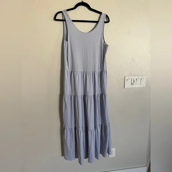 J. Crew Broken-In Jersey Tiered Maxi Dress periwinkle size small - Image 10