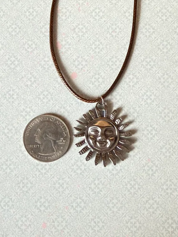 Handmade stainless steel sun boho retro vintage style necklace☀️ - Image 5
