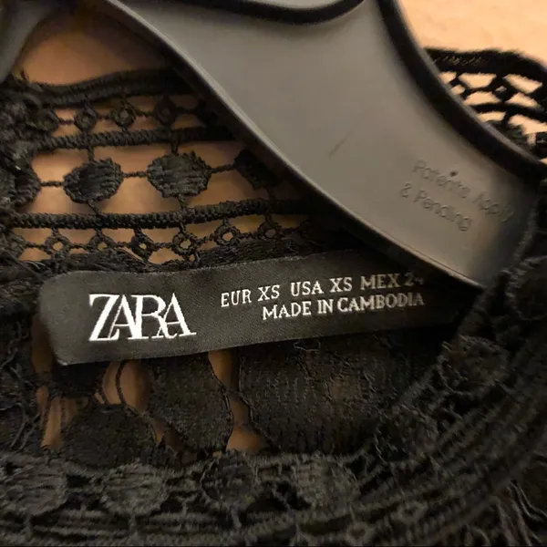 Zara Mock Neck Lace‎ Short Sleeve Dress Black XS - Image 3