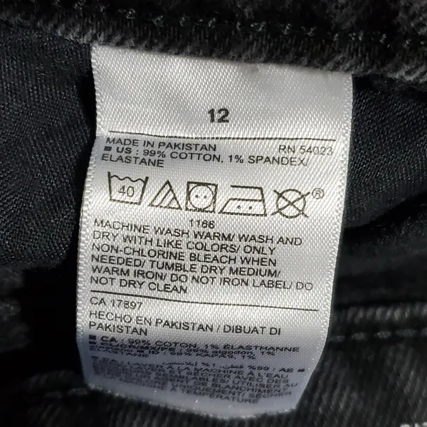 Old Navy Vintage High-Waisted Button-Front‎ Black Jean Mini Skirt Size 12 - Image 7