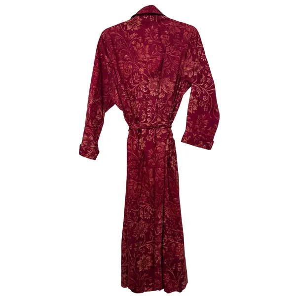 Peruvian Connection Burgundy‎ Floral Damask Pima Cotton Wrap Robe Womens Large - Image 5