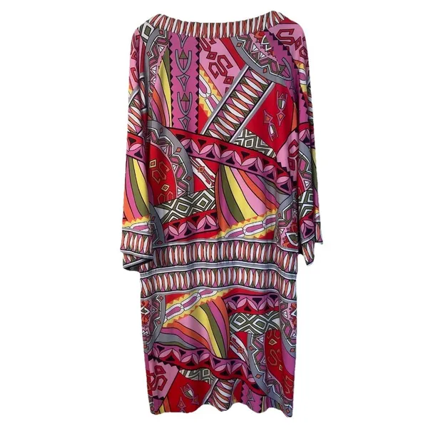 Muse Boston Proper Pink Orange‎ Geometric Shift Drop Waist Retro Dress 12 Light - Image 5