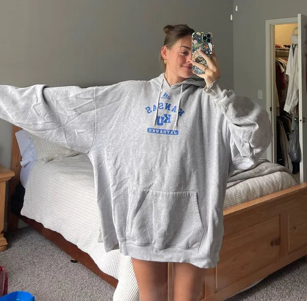Adidas KU Kansas Hoodie Sweatshirt - Image 4
