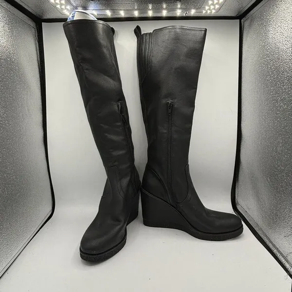 Zodiac Womens IGGY Faux Leather Knee-High Tall Wedge Boots‎ Shoes Sz 7.5 - Image 5
