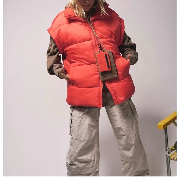 NWT FP Movement Free People‎ In a Bubble Puffer Vest Orange Size M Primaloft - Image 2
