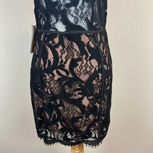 Tobi‎ Slip Dress Womens Medium Black Lace Nude Sheath Mini Date Night Club Chic - Image 10