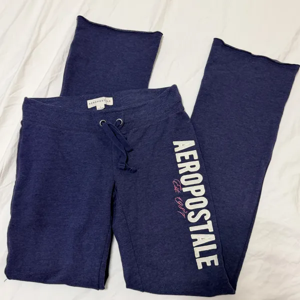 Aeropostale Flare Sweatpants Size Small Womens Navy Blue Fleece Lounge - Image 3