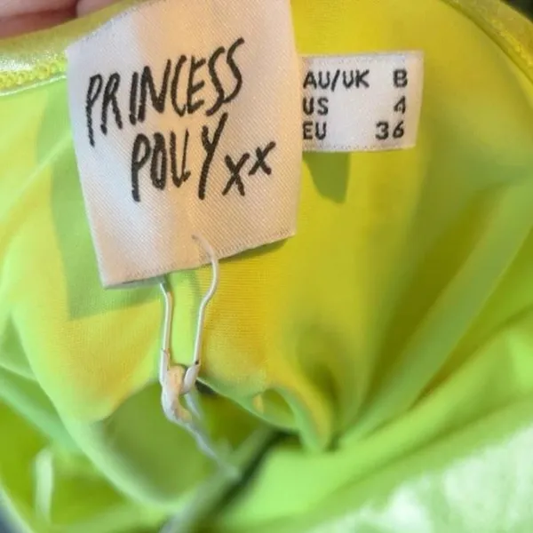 Princess Polly Energised Neon Green Halter Mini Dress Size 4 rave party festival - Image 6